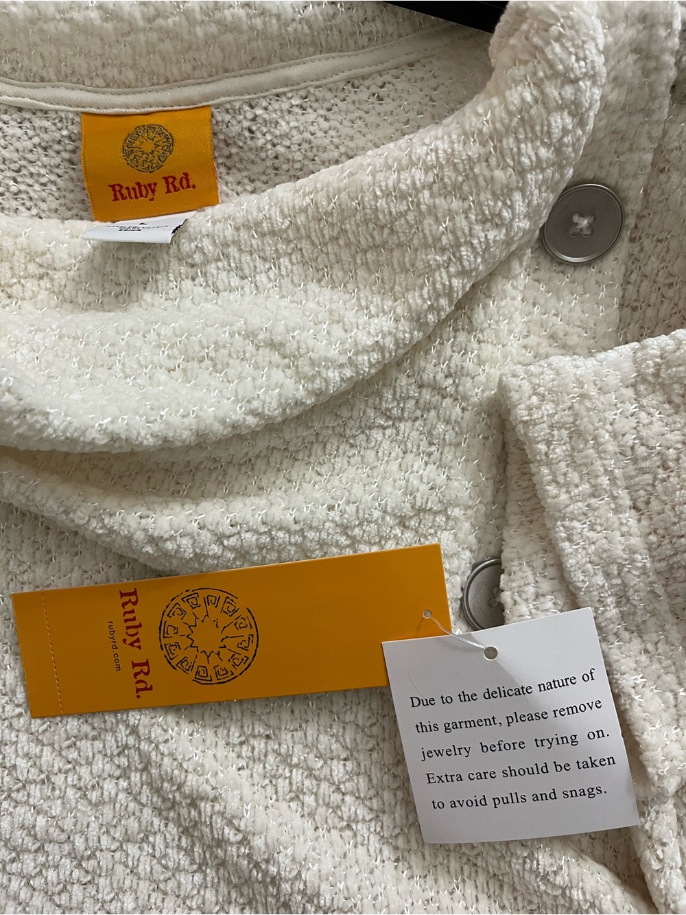 Ruby Rd. Cream Button-Neck Turtleneck Sweater - Picture 7 of 7